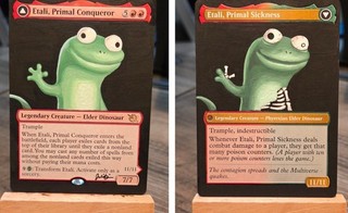 MTG Pintado a Mano Alter (Doble Cara): Lagarto Etali Primordial Conquistador Y Enfermedad