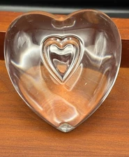 Heart to Heart Steuben Hand Cooler Clear Glass Paperweight Signed