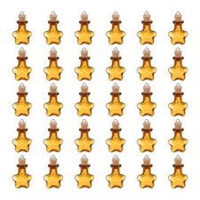 30 Pcs Small Star Mini Glass Bottles Jars with Cork Stopper Eye Screw, Champagne