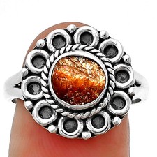 Natural Sunstone Rough 925 Sterling Silver Ring s.8.5 Jewelry R-1256