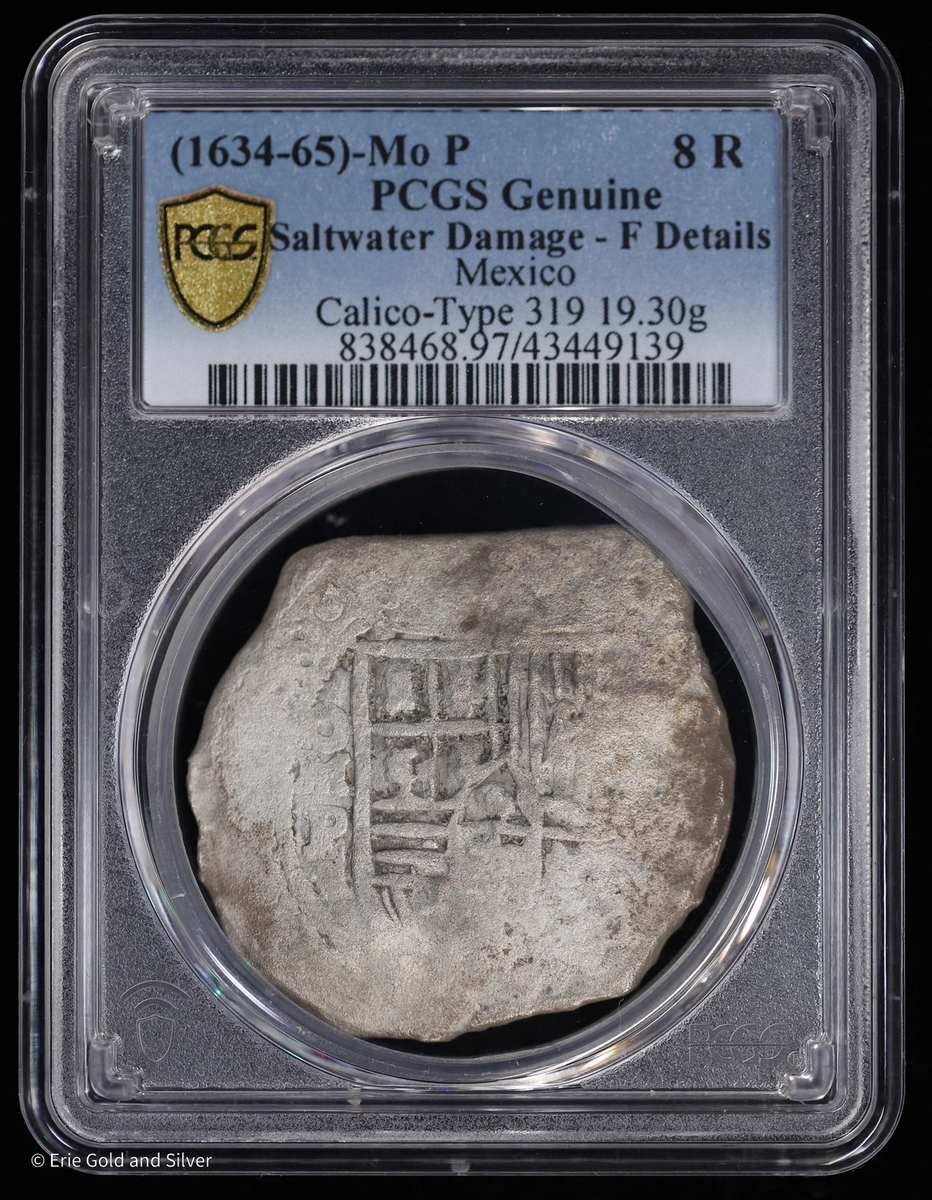 1634-65)-Mo P 8R Mexico Silver 8 Reales PCGS F Detail | Calico