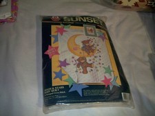 RARE HTF STAMPED C/S BABY QUILT KIT "MOON  STARS"- SUNSET/DIMENSION