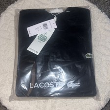 Lacoste Mens Carded Wool Crew Neck Sweater Classic Fit Black 3 - S Brand New 