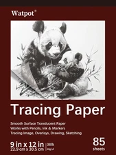 85 Sheets 9x12 Inch Translucent Tracing Paper Pad 38lb/60gsm Vellum Art Paper