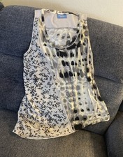 Simply Vera Vera Wang Tank Top Gray/Black Abstract Sequins Asymmetrical Hem XL