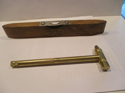 Vintage Wood Stanley Level & Slightly Used Metal Hammer/Screw Driver
