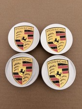 New 4 Factory Porsche Macan Wheel Center Caps Oem Genuine Color Logo Crest Set
