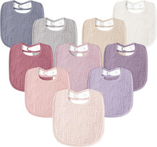 Muslin Baby Drool Bibs 10Pack Soft Square Adjustable Bandana Bibs for Unisex Bab