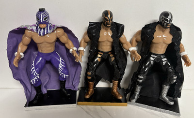 Oro, Plata ,Misterioso Lucha Libre Figures Set of 3 Mexican Wrestlers Handmade