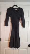 NWT Evan Picone Gray Cable Knit 3/4 Sleeve Sweater Dress M