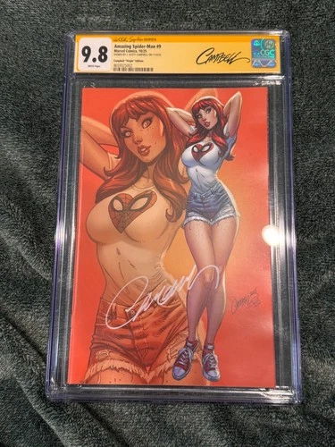 Amazing Spider-Man #9 CGC 9.8 SS Campbell 1:100 Virgin Mary Jane + Custom Label