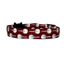 Mini Golf Balls  Tees Maroon Burgundy Handmade Safety Cat Collar - ADULT