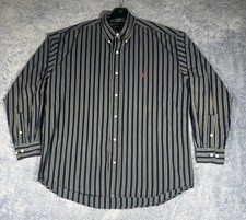 Ralph Lauren Blake Dress Shirt Men's XL Navy w/ Green Vertical Stripes Red Pony