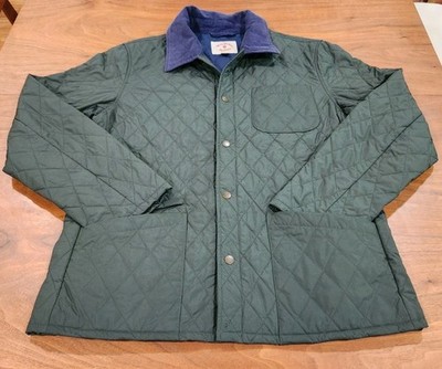 Brooks Brothers Red Fleece Diamond Quilted Green Barn Coat Jacket Men's Sz. Lg.
