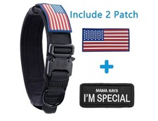 Tactical Dog Collar W/ USA American Flag - Military, Thick Size L New Open Box