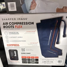 New Sharper Image Air Compression Boots Flex Leg Recovery System Large/XL Blue