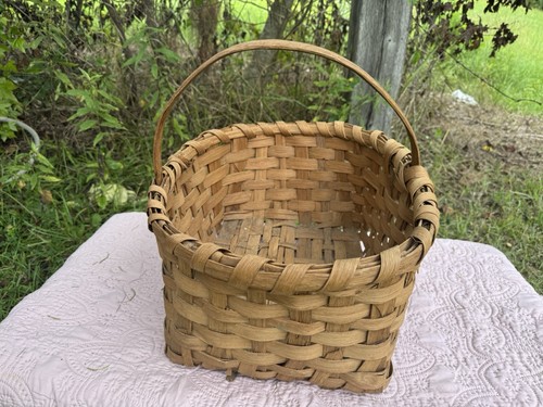 Antique Primitive Split Oak Farmhouse Gathering Basket - Picture 3 of 10