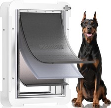 3-Flaps Never Rust Extra Large Dog Door for Door with Sliding Lock Panel, Steel