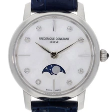 FREDERIQUE CONSTANT FC206 Moonphase Slimline 8PD WATCH White shell SS/leat...