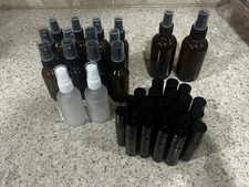 Mixed Amber Glass Spray Bottle Set Refillable