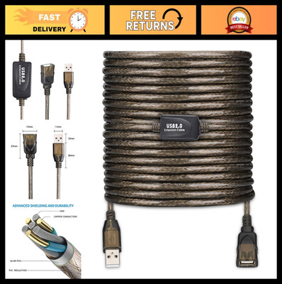 50ft USB 2.0 Active Repeater Extension Cable, Type A Male to Female, 480 Mbps Sp