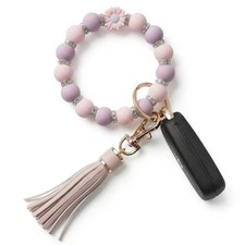 Key Ring Bracelet Car Keychain Holder Wristlet 2.5 inch Pink and Purple
