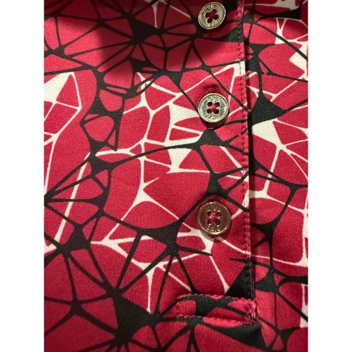 Polo golf Nivo Sport rossa stampa geometrica donna piccola S/P manica corta - Foto 4 di 8