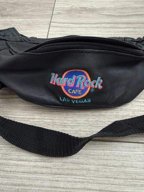 Vintage 1990’s Black Leather Hard Rock Cafe Las Vegas Fanny Pack