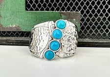 Old Southwest STYLE Sterling Silver 925 Turquoise Ring Bold Signed Designer