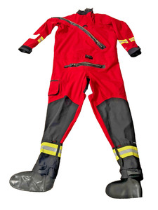 MENS XXL NRS SAR DRYSUIT RED VERY GOOD CONDITION FRONT ENTRY LATEX BOOTIES/GASKE