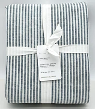 Pottery Barn Wheaton Striped Linen Cotton Duvet Cover  Full Queen~Chambray~ NEW