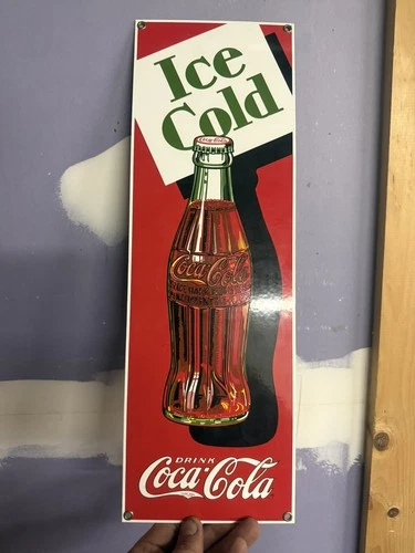 Ande Rooney Collectable Porcelain Sign, "Ice Cold Coca-Cola", Vintage Decor