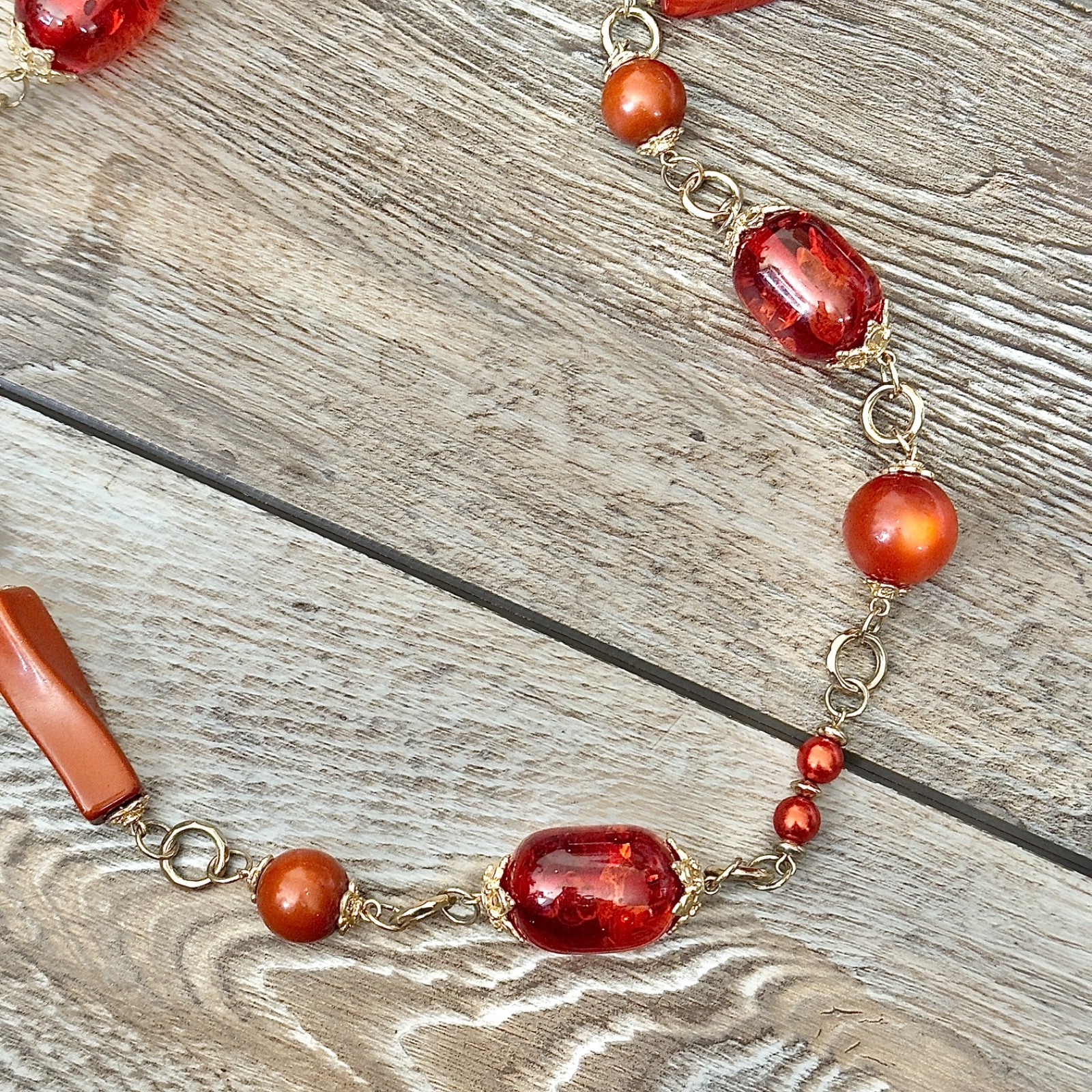 Mixed Materials Moonglow Beaded Statement Necklac… - image 4