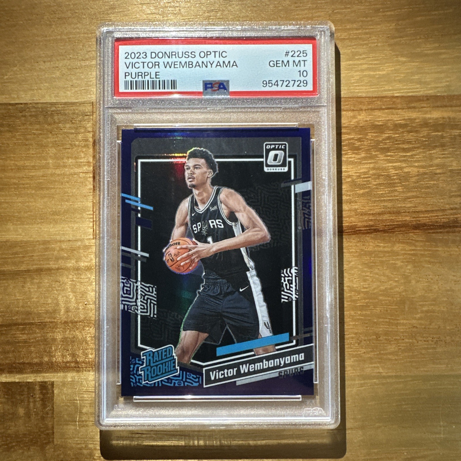 2023-24 Donruss Optic Victor Wembanyama Purple Prizm Rated Rookie #225 PSA 10