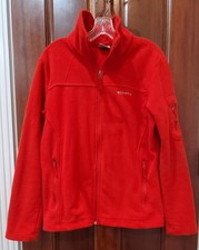COLUMBIA size L red full zip lightweight fleece jacket with zipper pockets