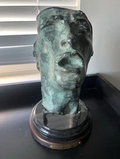 Mask of Sorrow finest US Lost Wax Bronze Sculpture by Rodin Signed