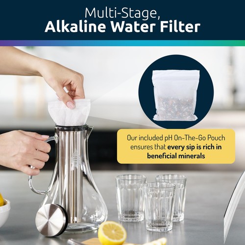 - Alkaline Glass Water Filter Pitcher, High pH Purifier with 1 Alkalizer Filt... - Picture 4 of 8