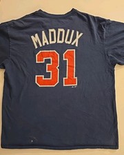Atlanta Braves Greg Maddux 31 T-Shirt XL Majestic Navy Blue MLB Baseball Fan Tee