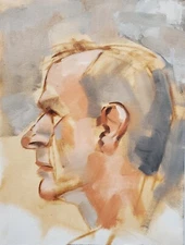 ORIGINAL OIL PAINTING 12"x16" Male Portrait  #12  by G.Freeman US 