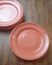 Coral Tuxton Ceramic Circle Pattern Luncheon Plates 7.5" Set of  4