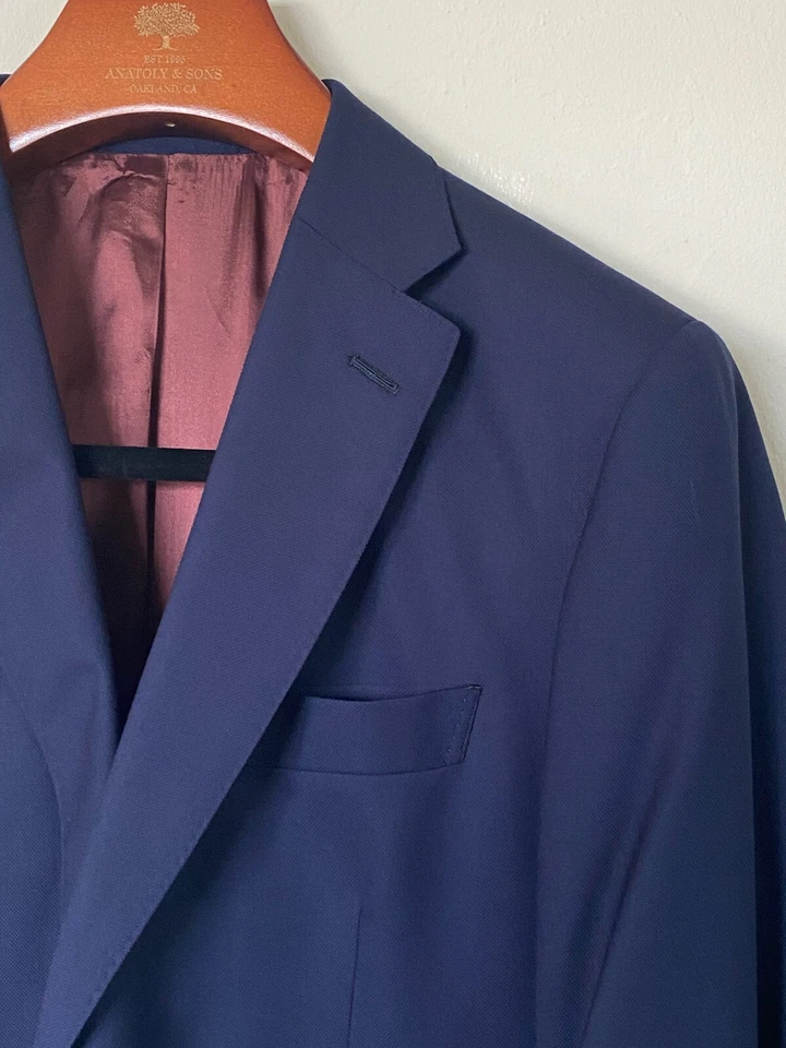 Костюм шерстяной Holland & Sherry темно-синий (куртка и брюки) - размер США 42S / IT 52S - Изображение 3 из 4