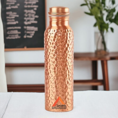 100% Pure Copper Water Bottle with Tumbler Handmade For Health Benefits Lid 1L - Picture 3 of 4