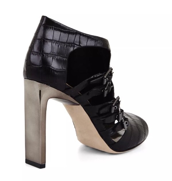 Women's Shoes BCBG Max Azria Drive Leather Black Open Toe Heels Size 8.5M D1526* image 4