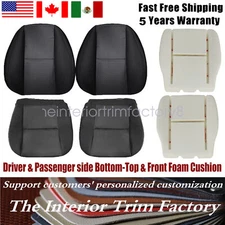 For 2007 08-2014 GMC Sierra 1500 2500 3500HD Front Cloth Black Seat Cover & Foam