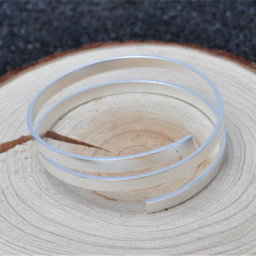 Anillo brazalete de alambre plano rectangular de plata de ley 925 en blanco para hacer joyas de 100 mm Foto 4 de 4