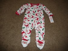 NEW NWT Carters boys girls size 6 months fleece Santa Christmas sleeper pajamas