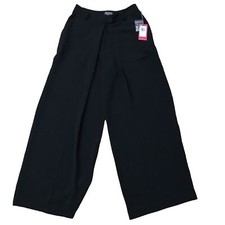 Vince Camuto Womens Pants Size 0 Rich Black Twill Wide Leg Trouser New