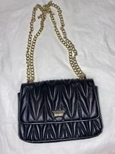 Victoria's Secret Pebbled V-Quilt Bond Street Black Gold Chain Shoulder Bag