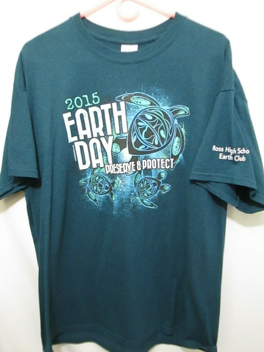 EARTH DAY 2015 TURTLE GRAPHIC BLUE T-SHIRT XL | eBay