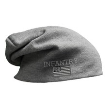 Slouchy Beanie for Men American Flag Infantry Embroidery Acrylic Women Skull Cap
